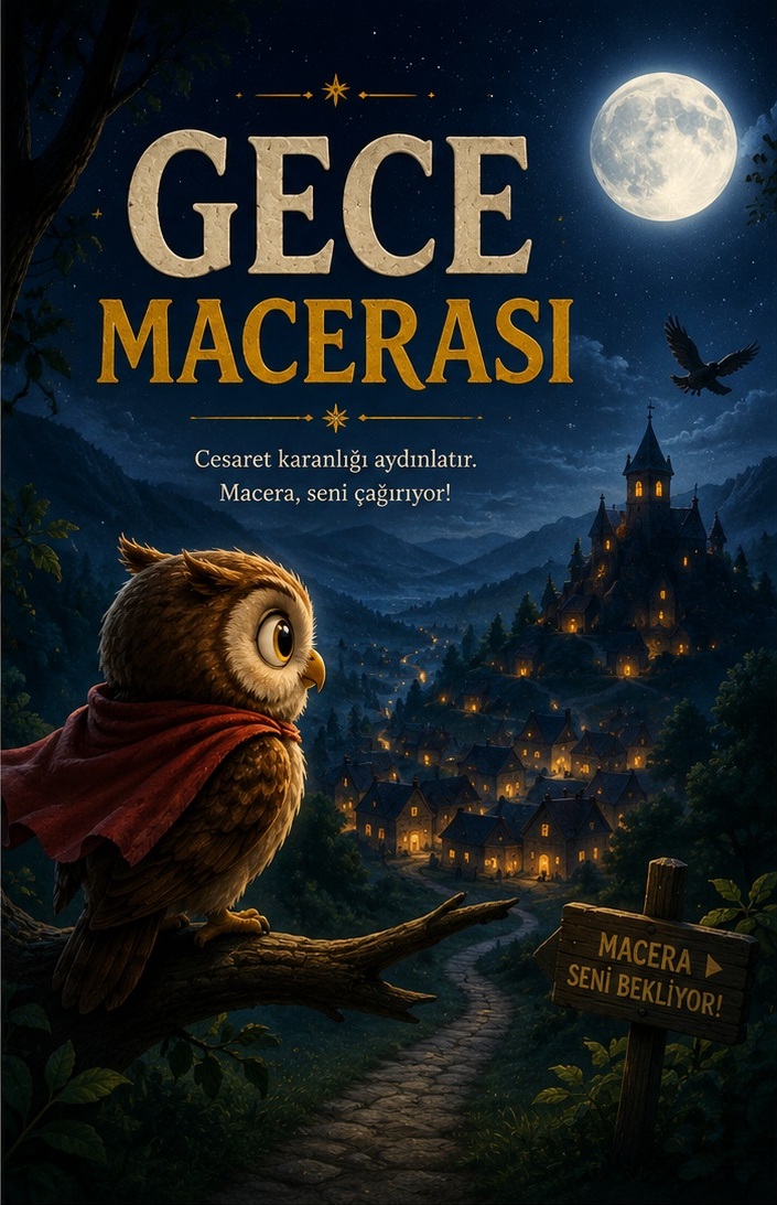 Cesur Baykuş Barni ve Gece Macerası İllüstrasyonu